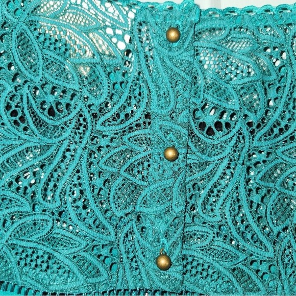 Anthropologie Moulinette Soeurs Lace‎ Sleeve Blouse Top Teal Green Boho Bohemian - Picture 4 of 10